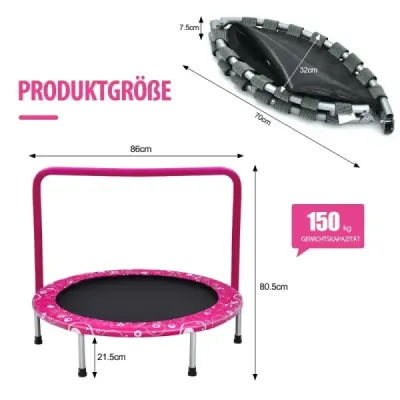 92 cm dětská trampolína mini trampolína s rukojetí skládací trampolína růžová + černá