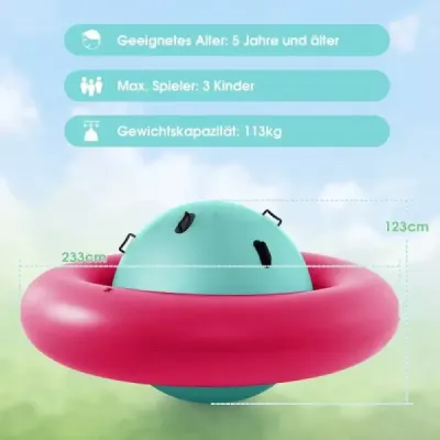 Nafukovací kopulovitá houpačka pro děti 223 cm velká dětská houpačka na rolování Růžová + zelená