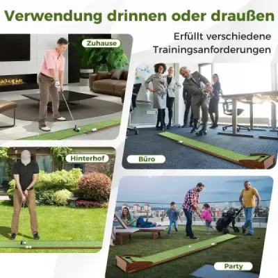 Golfová podložka se 3 otvory a 3 golfovými míčky a umělou trávou golfová podložka putting trainer green