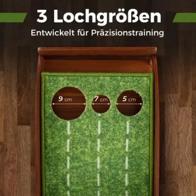 Golfová podložka se 3 otvory a 3 golfovými míčky a umělou trávou golfová podložka putting trainer green