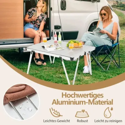 Kempinkový stůl s vodotěsnou deskou a taškou Picnic Table Outdoor Table Silver