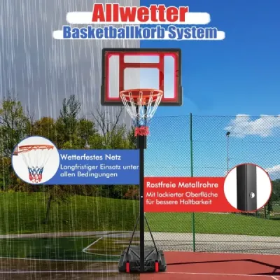 Výškově nastavitelný basketbalový stojan 105-260 cm se stojanem a basketbalovým košem na 2 kolečkách