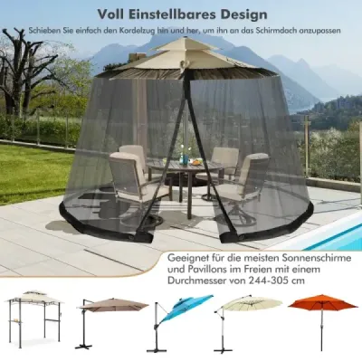 Moskytiéra se 2 dvířky a dvojitým zipem Parasol 12,5 x 2,3 m černá
