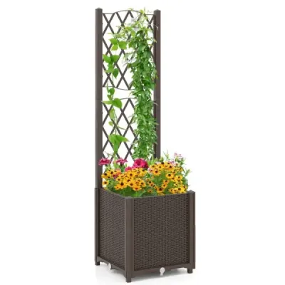 Truhlík s mříží Truhlík pro popínavé rostliny 40 x 40 x140 cm Káva
