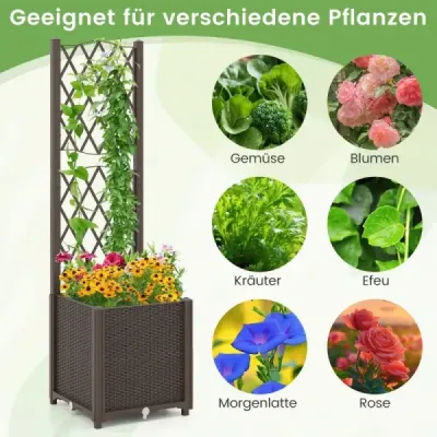 Truhlík s mříží Truhlík pro popínavé rostliny 40 x 40 x140 cm Káva