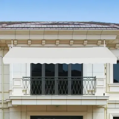 350 cm široká upínací markýza bez vrtání Balkonová markýza odolná proti UV záření Výškově nastavitelná markýza Béžová barva