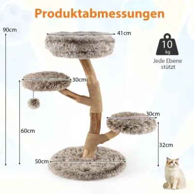 90 cm škrabadlo dřevěný kočičí strom se 4 plyšovými sedátky míčkem a škrabadlem z juty 90 cm škrabadlo dřevěný kočičí strom se 4 plyšovými sedátky míčkem a škrabadlem z juty