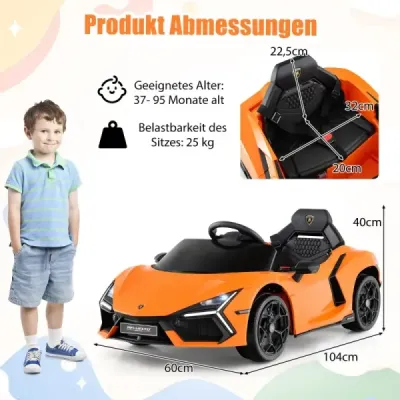 Elektrické autíčko pro děti Lamborghini Revuelto 12V elektrické dětské autíčko s LED světlomety oranžové