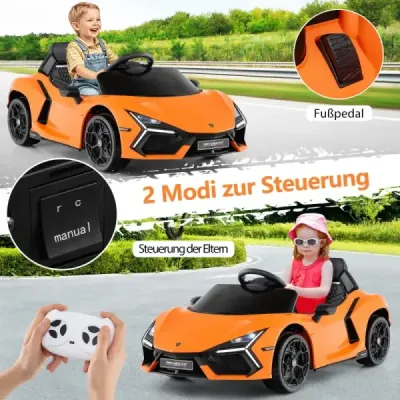 Elektrické autíčko pro děti Lamborghini Revuelto 12V elektrické dětské autíčko s LED světlomety oranžové
