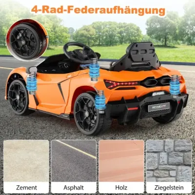 Elektrické autíčko pro děti Lamborghini Revuelto 12V elektrické dětské autíčko s LED světlomety oranžové