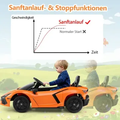 Elektrické autíčko pro děti Lamborghini Revuelto 12V elektrické dětské autíčko s LED světlomety oranžové