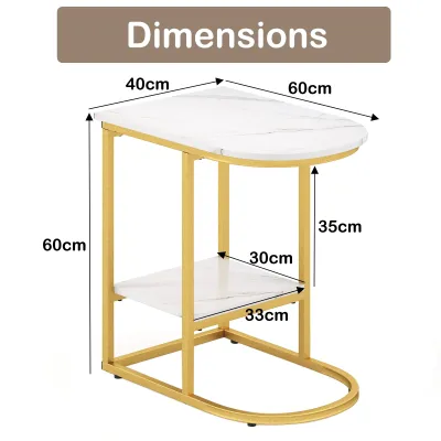 Odkládací stolek s mramorovým vzhledem Dvoupatrový rozkládací stolek s úložným prostorem Konferenční stolek ve tvaru C