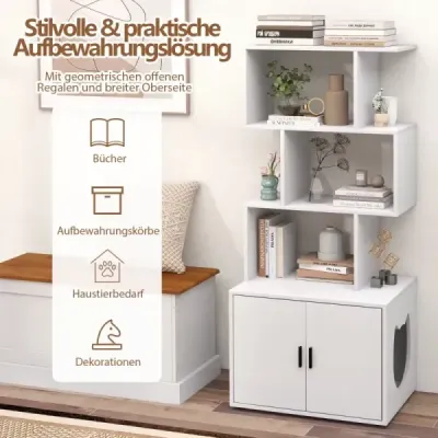 Skříňka pro kočky s poličkou Skříňka na stelivo 60 x 45,5 x 142 cm bílá Skříňka pro kočky s poličkou Skříňka na stelivo 60 x 45,5 x 142 cm bílá